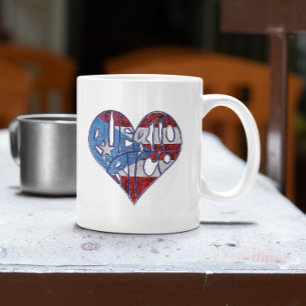 Taza De Café Bandera de Puerto Rico vintage Corazón de Boricua