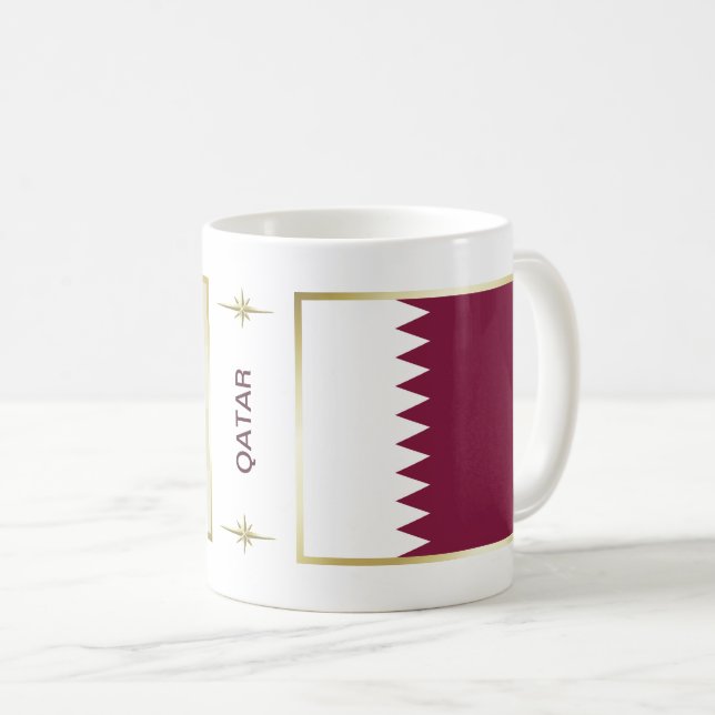 Taza De Café Bandera de Qatar + Mapa Mug (Anverso derecho)