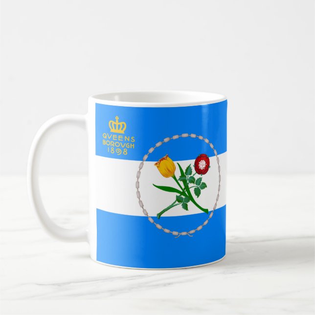 Taza De Café Bandera de Queens, NY (Izquierda)