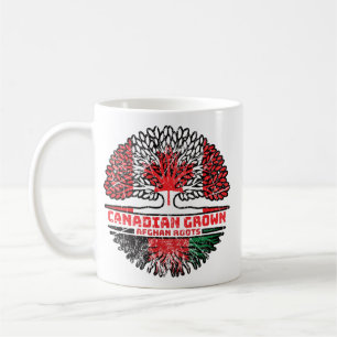 Taza De Café Bandera de raíces de árbol afgano canadiense canad