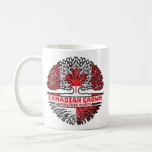 Taza De Café Bandera de raíces de árbol canadiense maltés de Ca