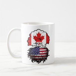 Taza De Café Bandera de raíces de árbol de Canadá estadounidens
