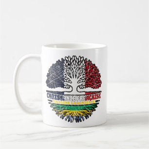Taza De Café Bandera de raíces de árbol francés gabonés