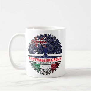 Taza De Café Bandera de raíces de árboles australianos italiano