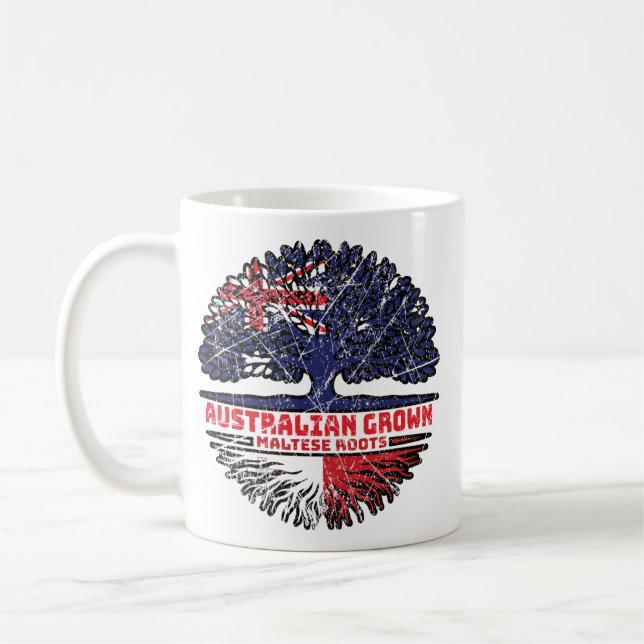 Taza De Café Bandera de raíces de árboles australianos malteses (Izquierda)