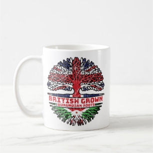 Taza De Café Bandera de raíces de árboles británicos burundeses