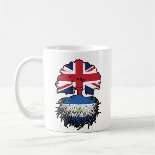 Taza De Café Bandera de raíces de árboles británicos nicaragüen