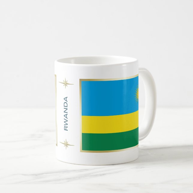 Taza De Café Bandera de Ruanda + Mapa Mug (Anverso derecho)