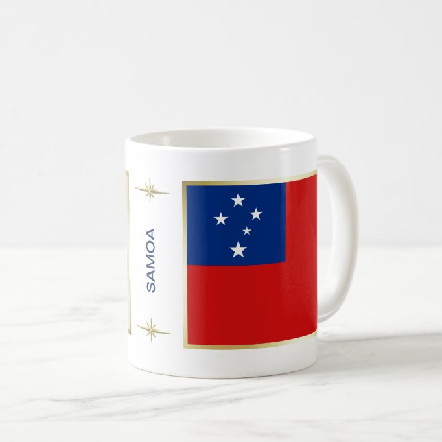 Taza De Café Bandera de Samoa + Mapa Mug (Anverso derecho)