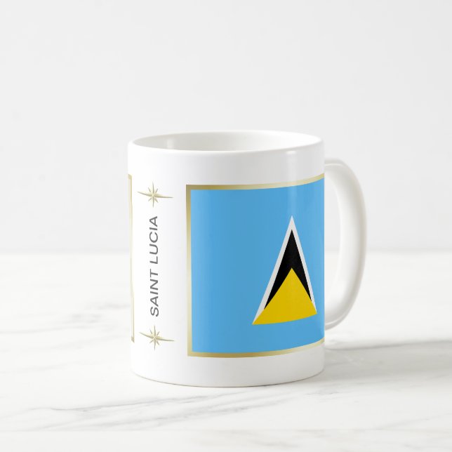 Taza De Café Bandera de Santa Lucía + taquilla de mapas (Anverso derecho)