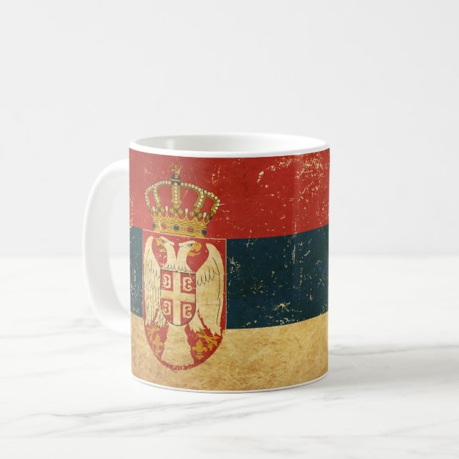 Taza De Café Bandera de Serbia (Anverso izquierdo)
