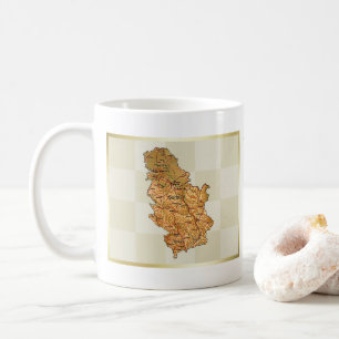 Taza De Café Bandera de Serbia + Mapa Mug
