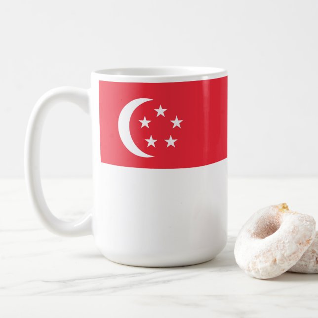 Taza De Café Bandera de Singapur (Con donut)