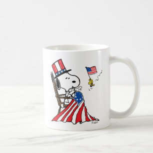 Taza De Café Bandera de Snoopy Sgire el 4 de julio