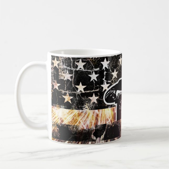Taza De Café Bandera de soldadura estalla y llama (Izquierda)
