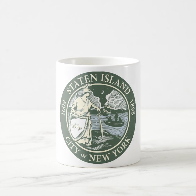 Taza De Café Bandera de Staten Island (municipio de Nueva York) (Centro)