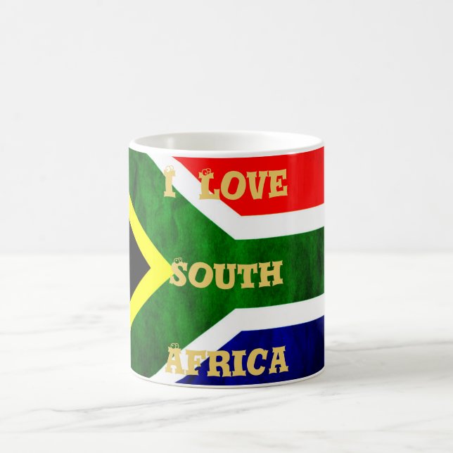 Taza De Café Bandera de Sudáfrica: Dinámico Swirl Motif (Centro)