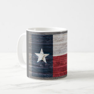 Taza De Café bandera de Texas Lone Star rústica en madera templ