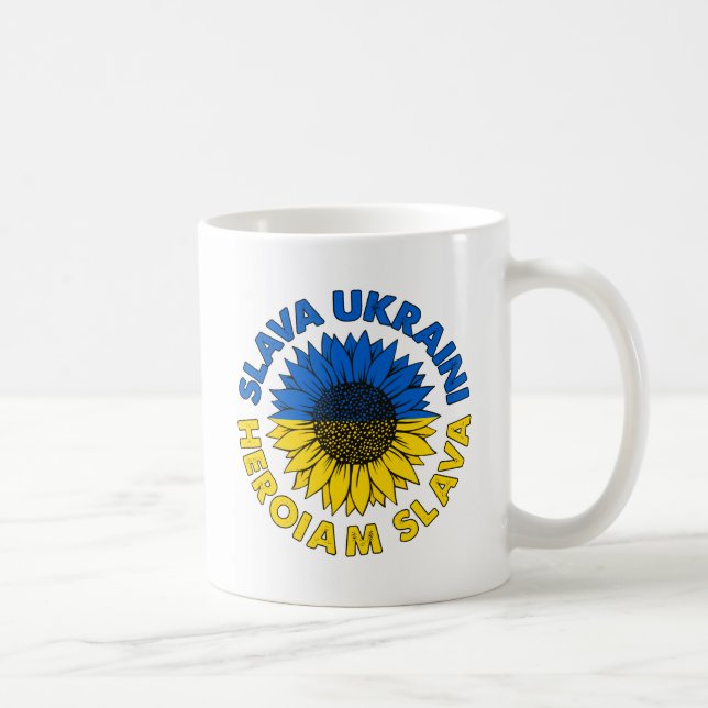 Taza De Café Bandera de Ucrania de Slava Ukraini Heroiam Slava (Derecha)
