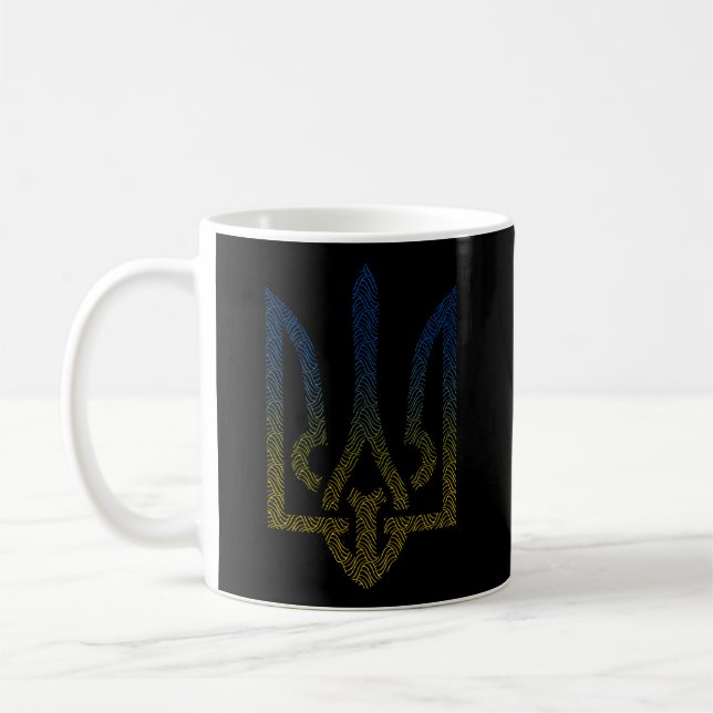 Taza De Café Bandera De Ucrania Y Tridente Ucrania (Izquierda)