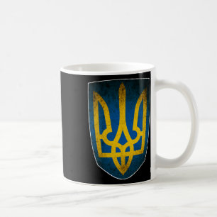 Taza De Café Bandera de Ucrania y tridente ucraniano 1
