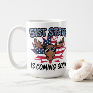 Taza De Café Bandera de USA Cool Moose Estado 51 Humor Político