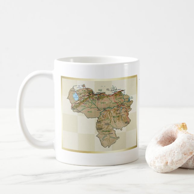 Taza De Café Bandera de Venezuela + Mapa Mug (Con donut)
