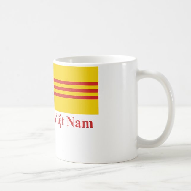 Taza De Café Bandera de Vietnam del sur con nombre en (Derecha)