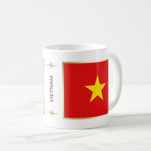 Taza De Café Bandera de Vietnam + mapa de mapas (Anverso derecho)