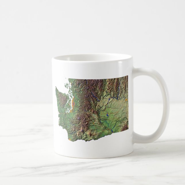 Taza De Café Bandera de Washington + Mapa Mug (Derecha)