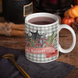 Taza De Café Bandera de Watercolor Holly en Placa gris