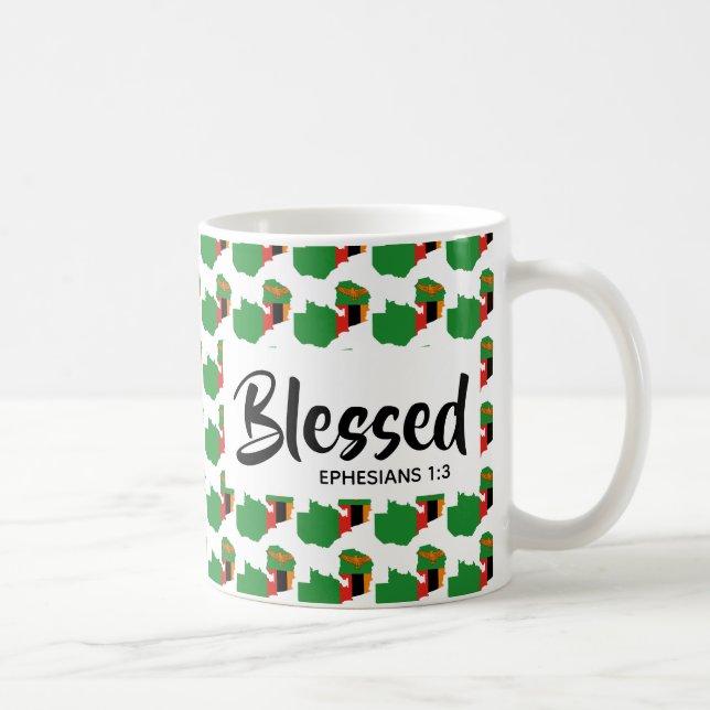 Taza De Café BANDERA DE ZAMBIA Efesianos Escritura Cristiana Be (Derecha)