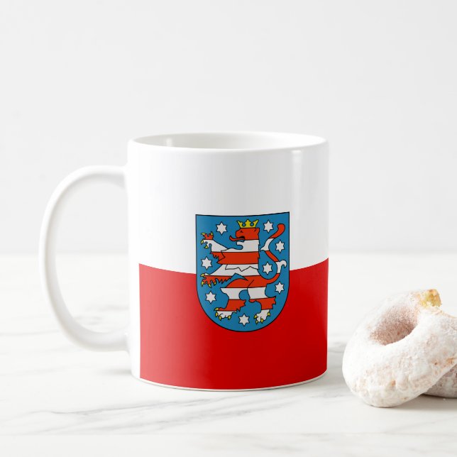 Taza De Café Bandera del café de Turingia (Con donut)