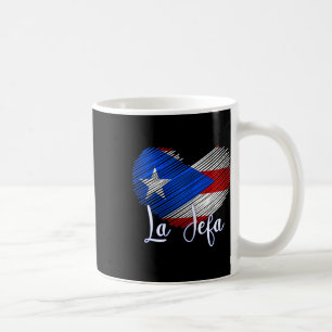 Taza De Café Bandera del Corazón de Boricua Jefa Puerto Rico