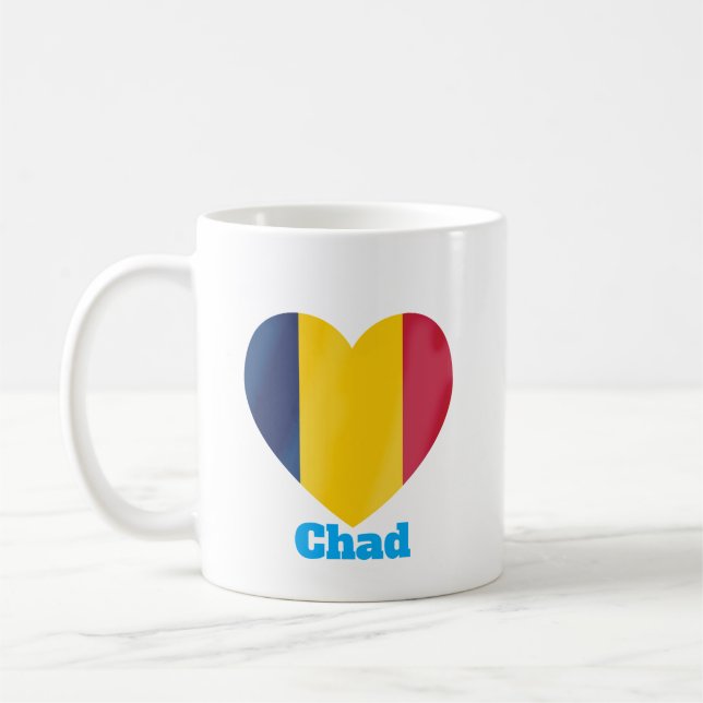 Taza De Café Bandera del Corazón de Chad (Izquierda)