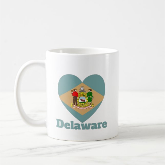 Taza De Café Bandera del corazón de Delaware (Izquierda)