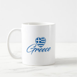 Taza De Café Bandera Del Corazón De Grecia