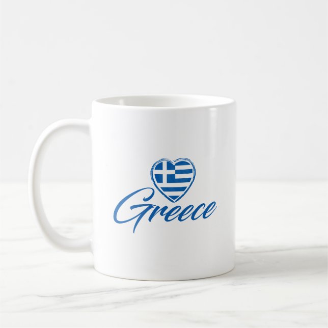 Taza De Café Bandera Del Corazón De Grecia (Izquierda)