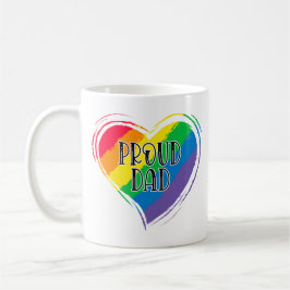 Taza De Café Bandera del Corazón del Arcoiris Orgulloso Papá Or