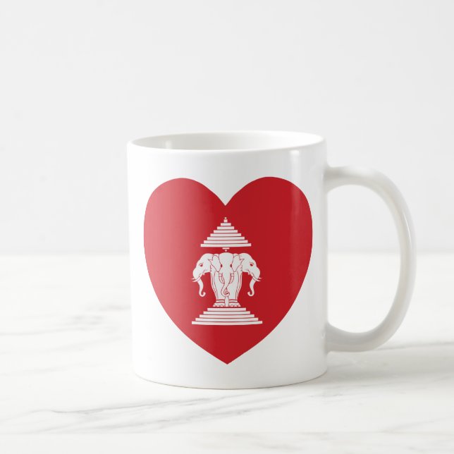 Taza De Café Bandera del corazón del elefante Laotian Erawan 3 (Derecha)