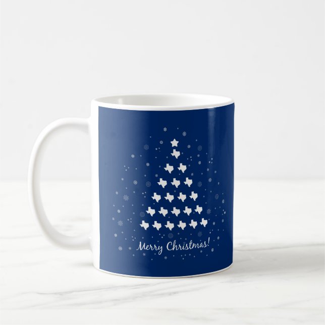 Taza De Café Bandera del Estado Azul Elegante Árbol de Navidad  (Izquierda)
