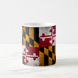 Taza De Café Bandera del estado de Maryland vintage desgastada