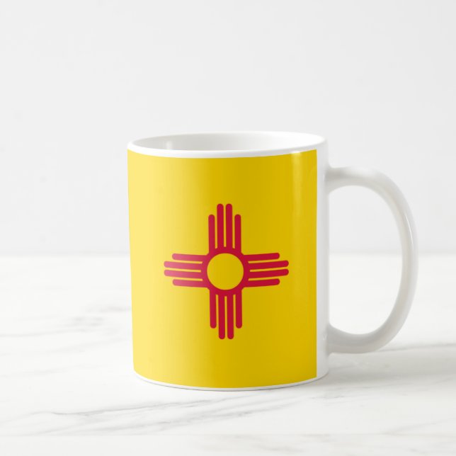 Taza De Café Bandera del Estado de Nuevo México Zia Sun (Derecha)