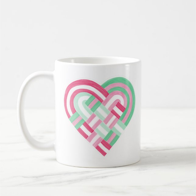 Taza De Café Bandera del Orgullo Abrosexual del Corazón Tejido  (Izquierda)