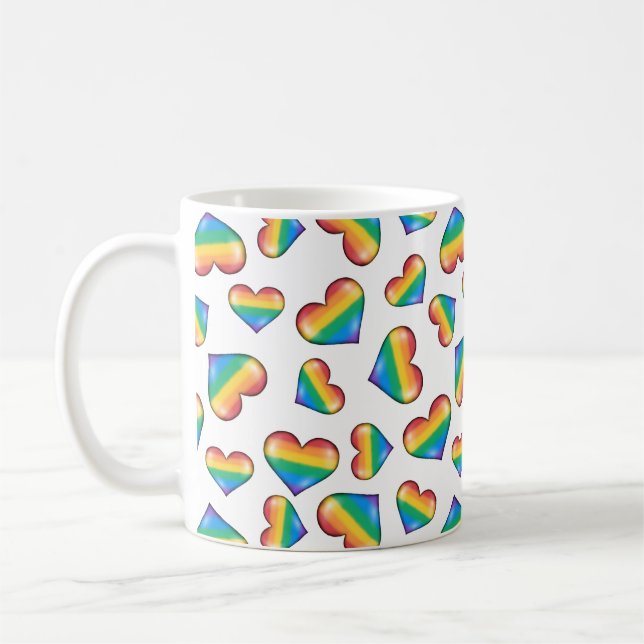 Taza De Café Bandera del Orgullo Arcoiris Corazón café Mug (Izquierda)