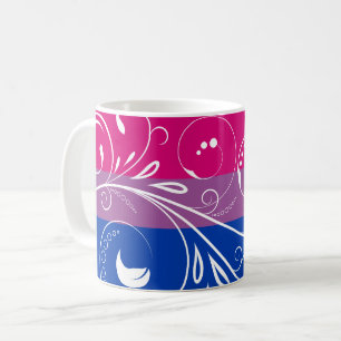 Taza De Café Bandera del Orgullo Bi Vintage Bloom Floral Mínimo