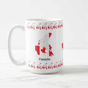 Taza De Café Bandera del orgullo canadiense dentro del mapa