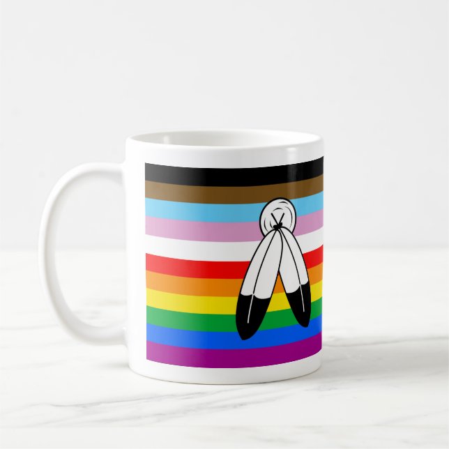 Taza De Café Bandera del Orgullo de Progreso de Dos Espíritus L (Izquierda)