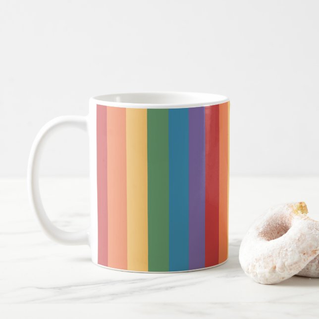 Taza De Café Bandera del Orgullo Gay calentada (Con donut)