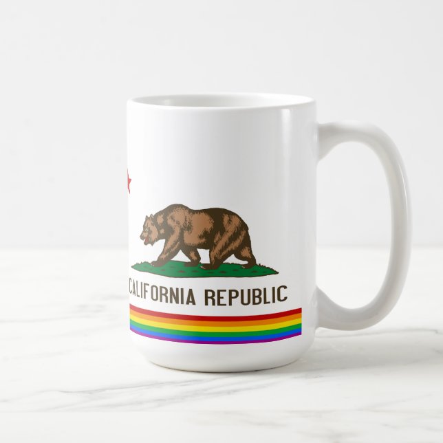 Taza De Café Bandera del orgullo gay de California (Derecha)